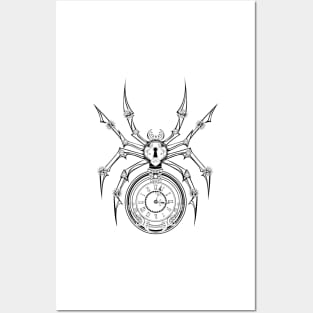 Monochrome Steampunk Mechanical Spider Posters and Art